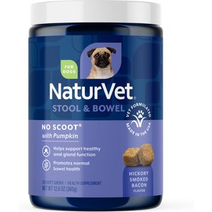 NaturVet No Scoot Stool & Bowel Hickory Smoked Bacon Flavored Soft Chew Supplement for Dogs, 120 count