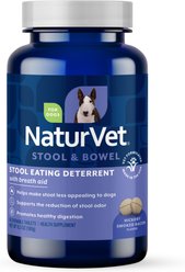 NaturVet Stool Eating Deterrent Stool & Bowel Hickory Smoked Bacon Flavored Chewable Tablet Supplement for Dogs, 60 count