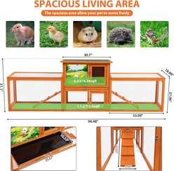 Coziwow 94-in Indoor & Outdoor Wooden Rabbit Hutch, Large, Brown slide 2 of 9