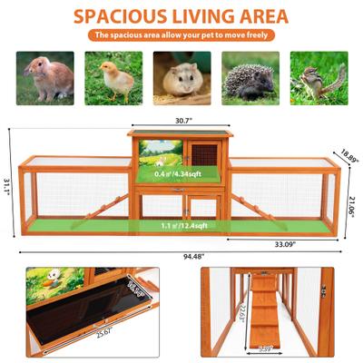 Show full view: Coziwow 94-in Indoor & Outdoor Wooden Rabbit Hutch, Large, Brown slide 2 of 11