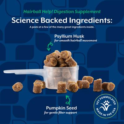 Show full view: NaturVet Hairball Help! Scoopable Tiny Bites Salmon Flavored Supplement for Cats, 5.5-oz bag slide 5 of 9