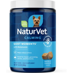 NaturVet Quiet Moments Calming Bacon & Chicken Flavored Soft Chew Supplement, 180 count