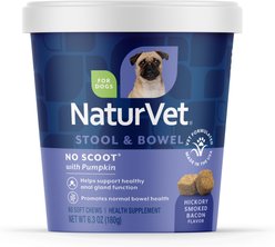 NaturVet No Scoot Stool & Bowel Hickory Smoked Bacon Flavored Soft Chew Supplement for Dogs, 60 count