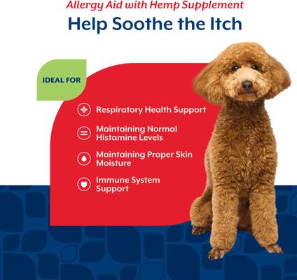 Show full view: NaturVet Allergy Aid with Hemp Bacon & Chicken Flavored Soft Chew Supplement for Dogs, 120 count slide 4 of 9