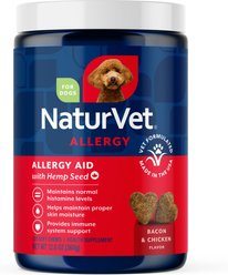 NaturVet Allergy Aid with Hemp Bacon & Chicken Flavored Soft Chew Supplement for Dogs, 120 count