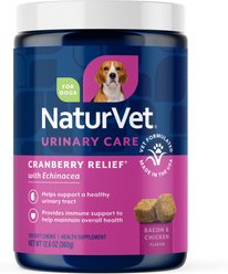 NaturVet Cranberry Relief Urinary Care Bacon & Chicken Flavored Soft Chew Supplement for Dogs, 120 count