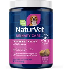 NaturVet Cranberry Relief Urinary Care Bacon & Chicken Flavored Supplement for Dogs, 120 count