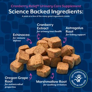 NaturVet Cranberry Relief Urinary Care Bacon & Chicken Flavored Soft Chew Supplement for Dogs, 120 count