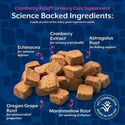 Show full view: NaturVet Cranberry Relief Urinary Care Bacon & Chicken Flavored Soft Chew Supplement for Dogs, 120 count slide 5 of 9