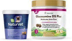 NaturVet No Scoot Dog Soft Chews, 60 count & NaturVet Glucosamine DS Plus MSM & Chondroitin Dog & Cat Soft Chews, 120 count