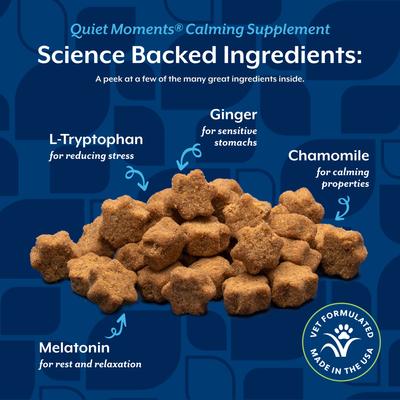 Show full view: NaturVet Quiet Moments Calming Salmon & Bacon Flavored Soft Chew Supplement for Cats, 60 count slide 4 of 9