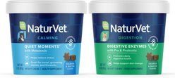 NaturVet Quiet Moments Calming Aid Plus Melatonin Cat Soft Chews, 60 count & NaturVet Digestive Enzymes Plus Probiotics Cat Soft Chews, 60 count