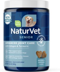 NaturVet Advanced Joint Care Senior Bacon & Chicken Flavored Soft Chew Supplement for Dogs, 120 count