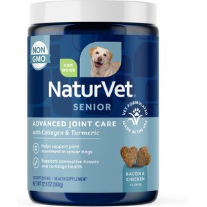 NaturVet Advanced Joint Care Senior Bacon & Chicken Flavored Soft Chew Supplement for Dogs, 120 count