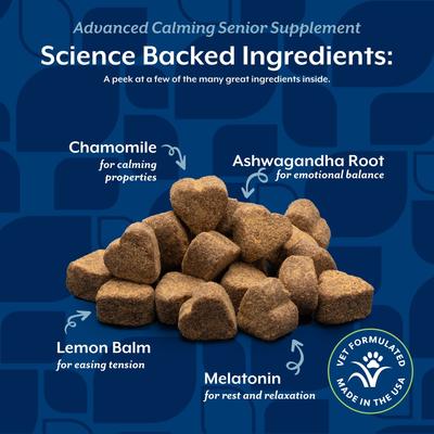 Show full view: NaturVet Advanced Calming Senior Hickory Smoked Bacon Flavored Soft Chew Supplement for Dogs, 60 count slide 5 of 8