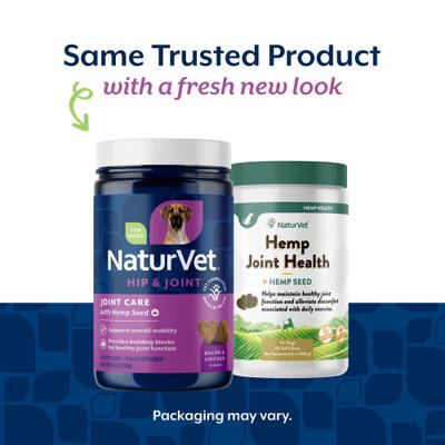 Show full view: NaturVet Joint Care with Hemp Hip & Joint Bacon & Chicken Flavored Soft Chew Supplement for Dogs, 60 count slide 3 of 10