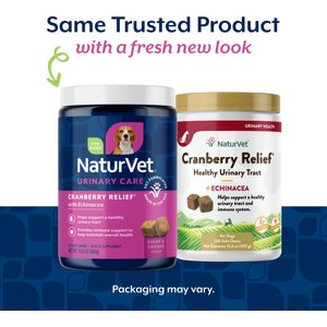 NaturVet Cranberry Relief Urinary Care Bacon & Chicken Flavored Soft Chew Supplement for Dogs, 120 count