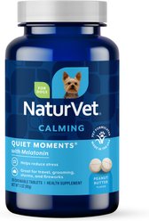 NaturVet Quiet Moments Calming Peanut Butter Flavored Tablet Supplement for Dogs, 30 count