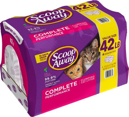 Show full view: Scoop Away Complete Performance Fresh Scented Clumping Clay Cat Litter, 10.5-lb bag, pack of 4 slide 6 of 11