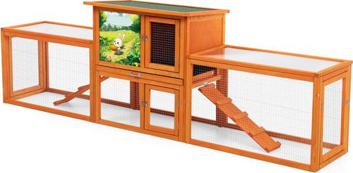 Show full view: Coziwow 94-in Indoor & Outdoor Wooden Rabbit Hutch, Large, Brown slide 9 of 11