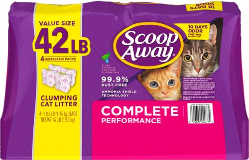 Show full view: Scoop Away Complete Performance Fresh Scented Clumping Clay Cat Litter, 10.5-lb bag, pack of 4 slide 8 of 11