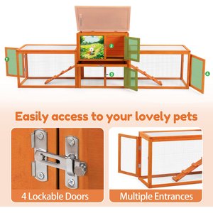 Coziwow 94-in Indoor & Outdoor Wooden Rabbit Hutch, Large, Brown