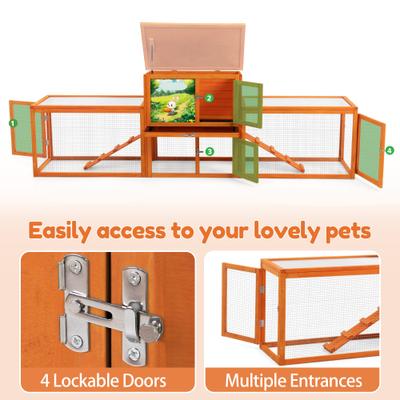 Show full view: Coziwow 94-in Indoor & Outdoor Wooden Rabbit Hutch, Large, Brown slide 3 of 11