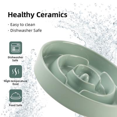 Show full view: Havniva Ceramic Anti-Gulping Slow Feeder Dog Bowl, Light Green, 7.3-in slide 7 of 7