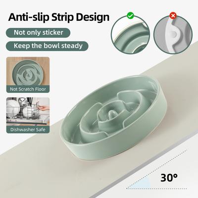 Show full view: Havniva Ceramic Anti-Gulping Slow Feeder Dog Bowl, Light Green, 9.5-in slide 6 of 8