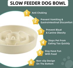 Havniva Ceramic Anti-Gulping Slow Feeder Dog Bowl, Beige, 9.5-in slide 2 of 7