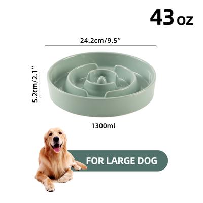 Show full view: Havniva Ceramic Anti-Gulping Slow Feeder Dog Bowl, Light Green, 9.5-in slide 3 of 8