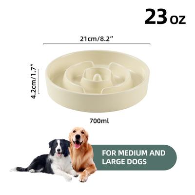 Show full view: Havniva Ceramic Anti-Gulping Slow Feeder Dog Bowl, Beige, 8.2-in slide 3 of 7