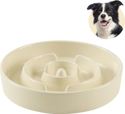 Show full view: Havniva Ceramic Anti-Gulping Slow Feeder Dog Bowl, Beige, 8.2-in slide 2 of 7