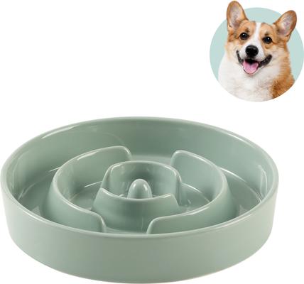 Show full view: Havniva Ceramic Anti-Gulping Slow Feeder Dog Bowl, Light Green, 7.3-in slide 2 of 7