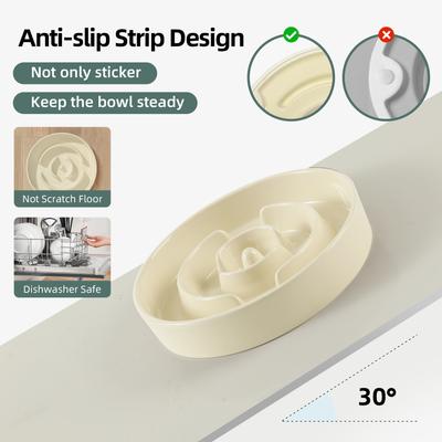 Show full view: Havniva Ceramic Anti-Gulping Slow Feeder Dog Bowl, Beige, 8.2-in slide 6 of 7