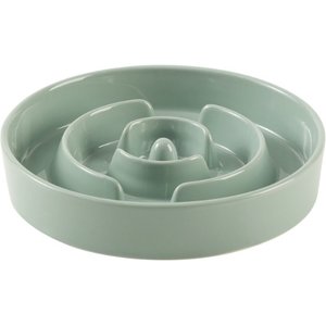 Havniva Ceramic Anti-Gulping Slow Feeder Dog Bowl, Light Green, 7.3-in
