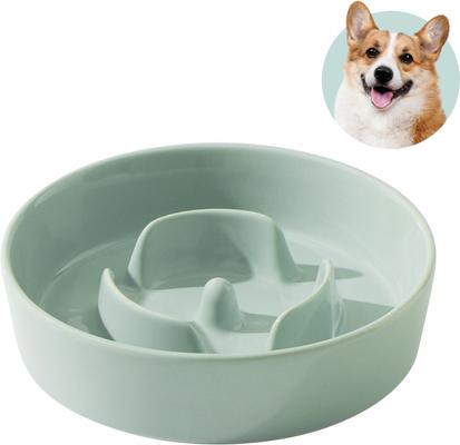 Show full view: Havniva Ceramic Slow Feeder Dog Bowl for Small Dogs, 6.1-in, Light Green slide 3 of 9