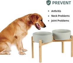 Havniva Ceramic Raised Dog Double Bowl Set with Stand, Grey, 8.2-in slide 2 of 7