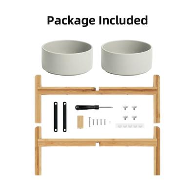 Show full view: Havniva Ceramic Raised Dog Double Bowl Set with Stand, Grey, 7.3-in slide 8 of 8