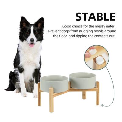 Show full view: Havniva Ceramic Raised Dog Double Bowl Set with Stand, Grey, 7.3-in slide 5 of 8