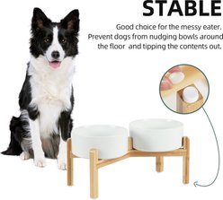 Havniva Ceramic Raised Dog Double Bowl Set with Stand, White, 7.3-in slide 2 of 8