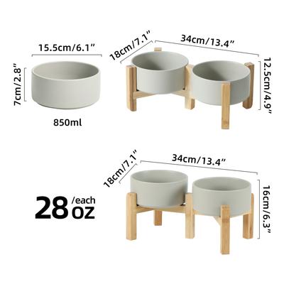 Show full view: Havniva Ceramic Raised Dog Double Bowl Set with Stand, Grey, 6-in slide 2 of 7