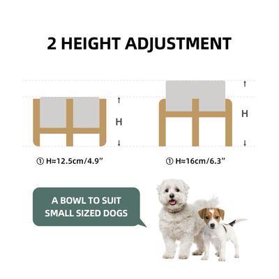 Show full view: Havniva Ceramic Raised Dog Double Bowl Set with Stand, Grey, 6-in slide 3 of 7
