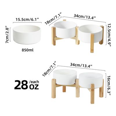 Show full view: Havniva Ceramic Raised Dog Double Bowl Set with Stand, White, 6-in slide 2 of 7