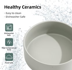 Havniva Ceramic Elevated Dog Bowl Set, 8.2-in, Grey slide 2 of 7