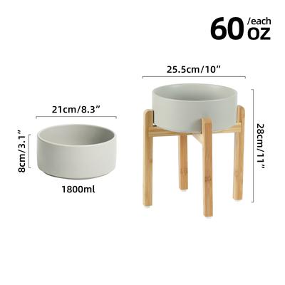 Show full view: Havniva Ceramic Elevated Dog Bowl Set, 8.2-in, Grey slide 3 of 8