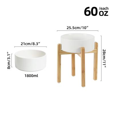 Show full view: Havniva Ceramic Elevated Dog Bowl Set, 8.2-in, White slide 2 of 7