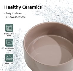 Havniva Ceramic 8.2-in Elevated Dog Double Bowl with Stand, Brown Coffee slide 2 of 6