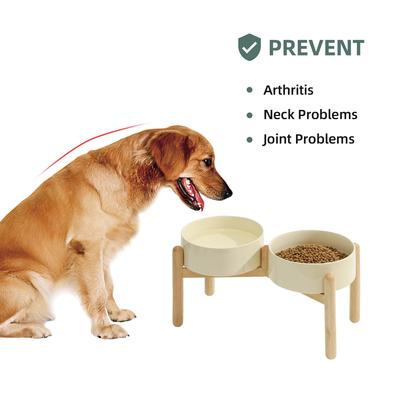 Show full view: Havniva Ceramic 8.2-in Elevated Dog Double Bowl with Stand, Beige slide 4 of 6