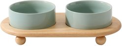 Havniva Ceramic Elevated Cat Bowl with Stand, 5.1-in, 2 count, Light Green